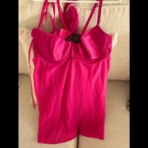 Pink silky nightie w pink thong panties
